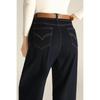 Mengshuya Women's Petite High-Waist Dark Blue Fleece-Lined Dad Jeans