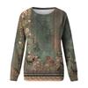 Women's Round Neck Tops Cotton Women's Casual Fashion Print  Long Sleeve O-Neck Pullover Top Blouse