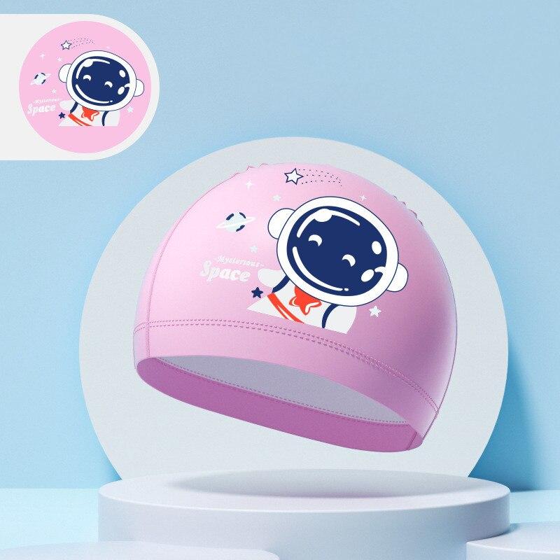 Детские шапочки для плавания для мальчиков и девочек, детская милая шапочка для плавания с героями мультфильмов, высокоэластичная водонепроницаемая шапочка для защиты ушей из искусственной кожи