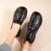 Loafers Women'S Single Shoes Work Work Black Leather Shoes Flat Comfortable Soft Sole Medium Old Mother Shoes