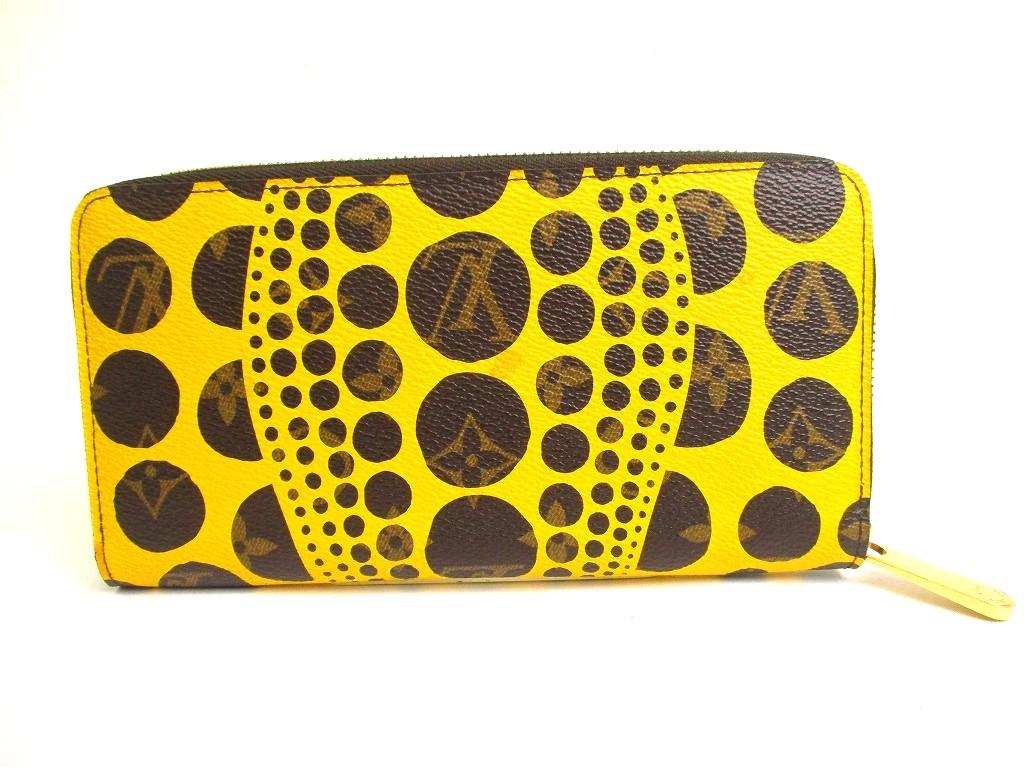 Authentic LOUIS VUITTON Monogram Yellow Leather Kusama Yayoi Dots Zippy Wallet #b048  Open box