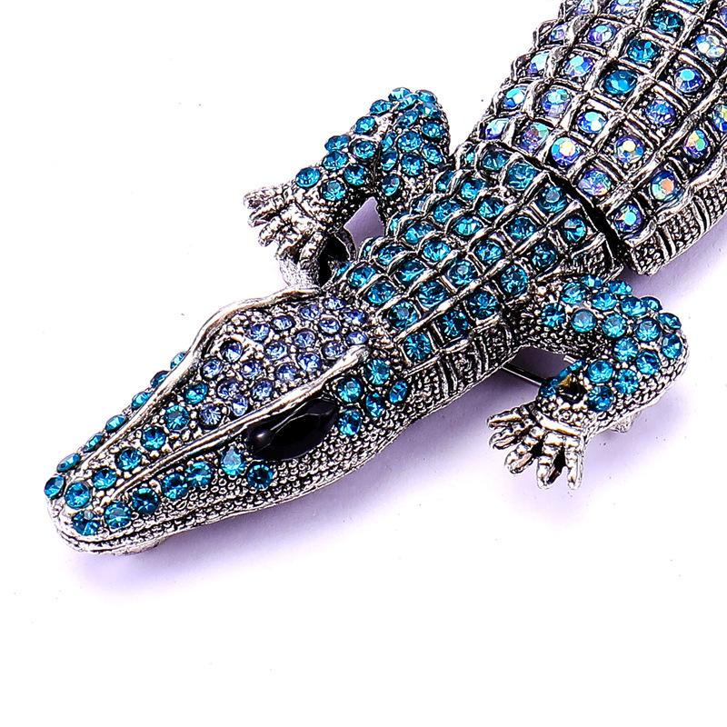 Rhinestone Crocodile Brooch Vintage Animal Pins Jewelry Ladies Party Accessories