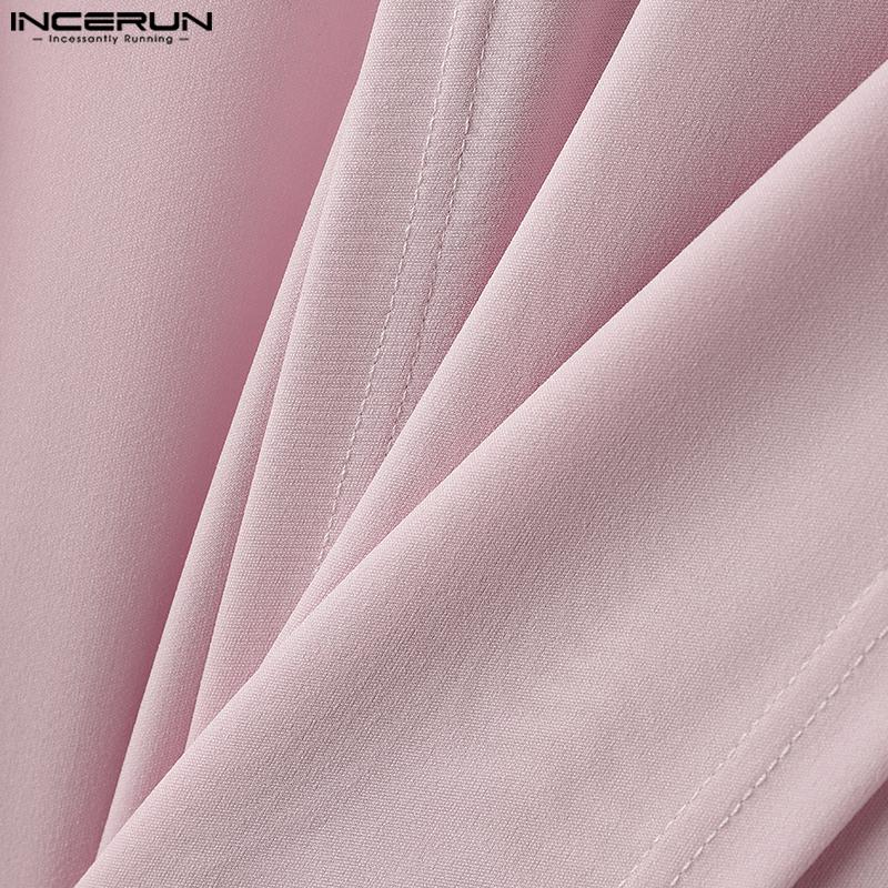 INCERUN Мужские топы-туники без рукавов с вырезом-воротником, длинные, повседневные, футболки