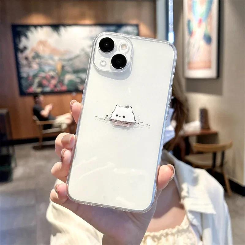 Забавный Черно-Белый Кот Любители Пара Чехол для Телефона Для iPhone 16 15 14 13 12 11 Pro Max XS X XR 7 8 SE Силиконовый Парный Чехол Funda