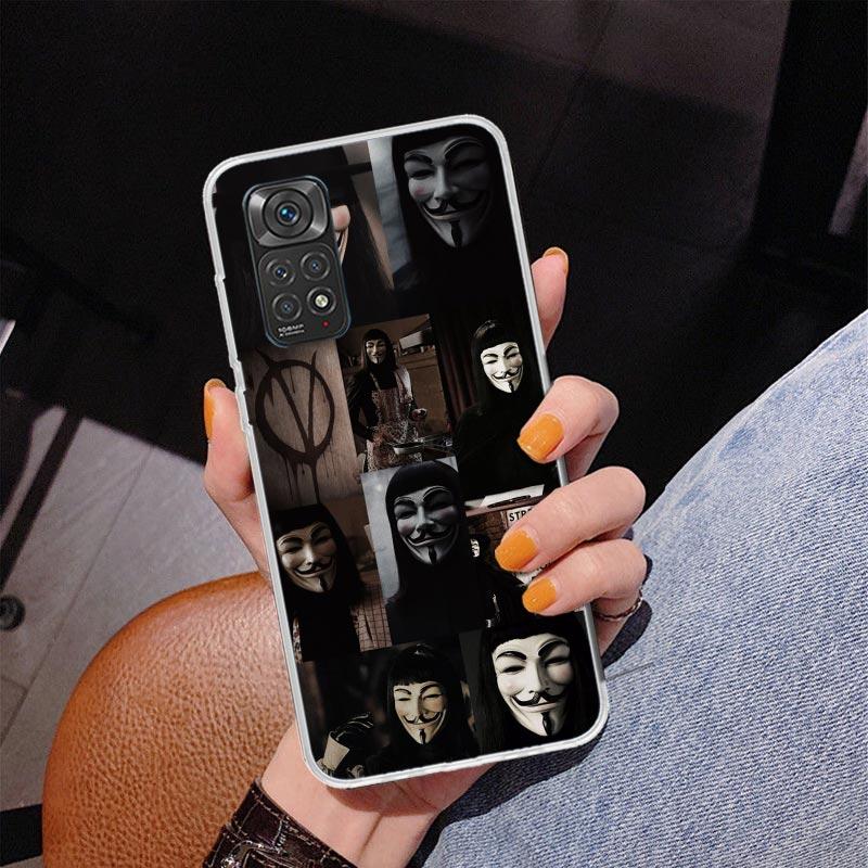 Анонимный чехол для телефона с маской V для Xiaomi Redmi Note 15 14 13 12S 12 11 Pro Plus 14S 11S 11E 10 10S 11T 5G Персонализированный чехол Redmi
