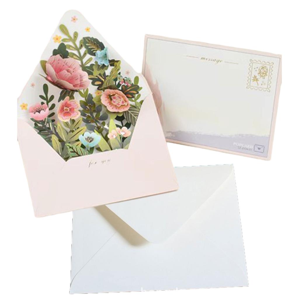 Многофункциональная 3D открытка с цветком, поздравительная открытка, подарочная карта, подарок своими руками, сообщения, изготовлено с заботой, конверт, подарки для мамы