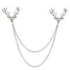 Fashion Men Women Shirt Suit Collar Deer Head Brooch Pin with Long Chain Gift