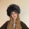 Sweet Cool Hottie Plush Knit Baseball Cap Fashionable Fall and Winter Cap Female Duck Tongue Cap Dew Face Small Wig Cap