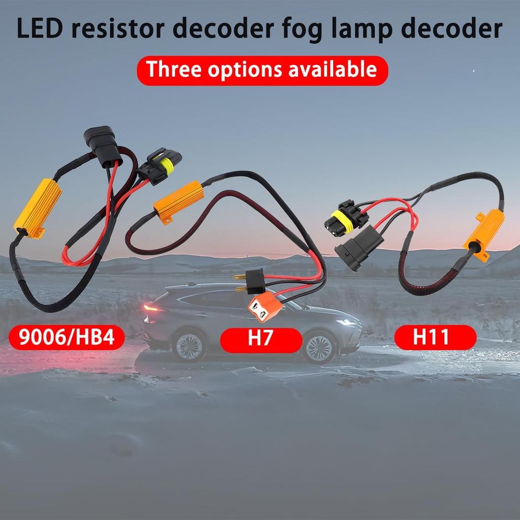 BESULEN 2PCS H7 Car LED Resistor Kit, 50W 6Ohm Vehicle Headlight Anti Flicker Error Decoder, Auto Fog Turn Signal Bulb Load Resistor Relay Harness
