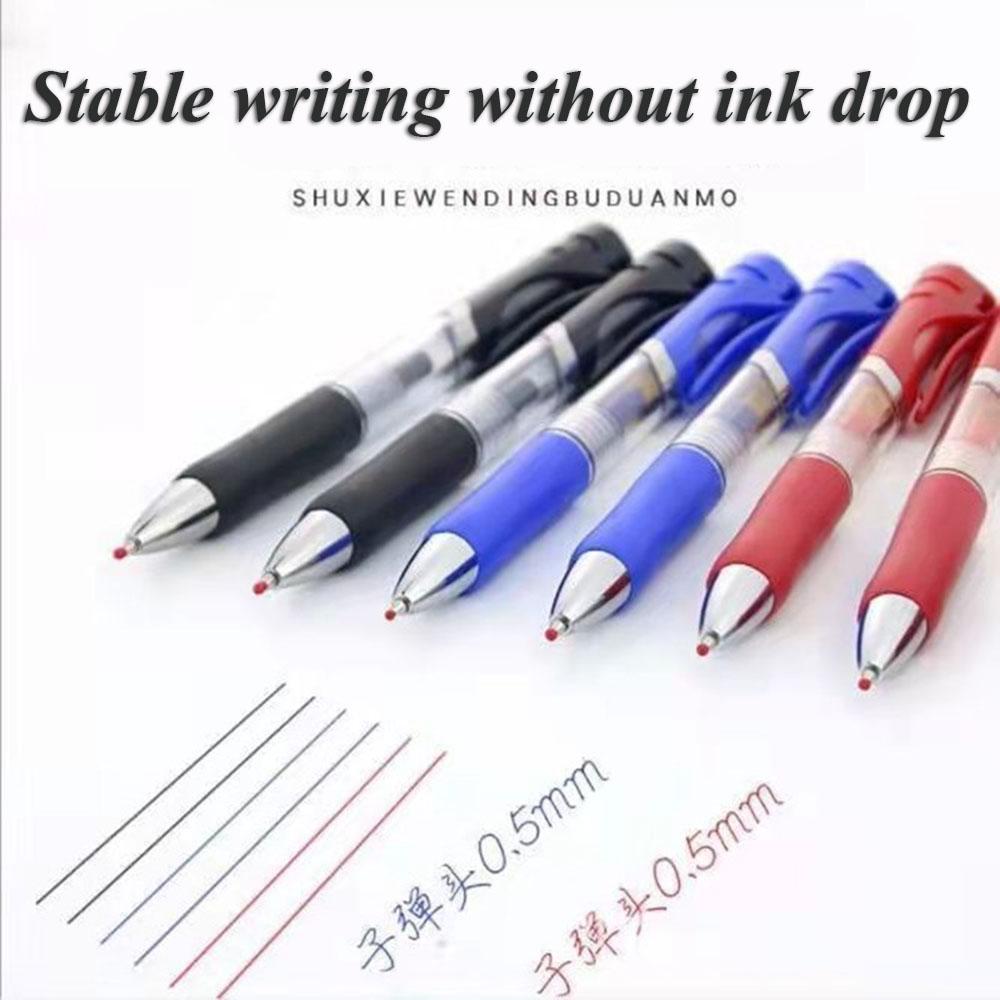 13pcs/set Ballpen Retractable Gel Pens Black/red/blue Ink Large Capacity 0.5 Mm Replaceable Refills Office & School Stationery