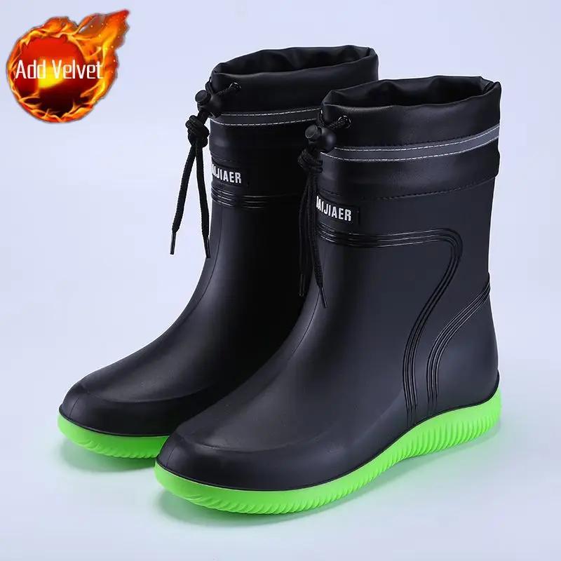 Farming Long Men's Rain Boots High Quality New Male Shoes Gum Plastic Adult Waterproof and Non-slip Galoshes for City Cheap Work
