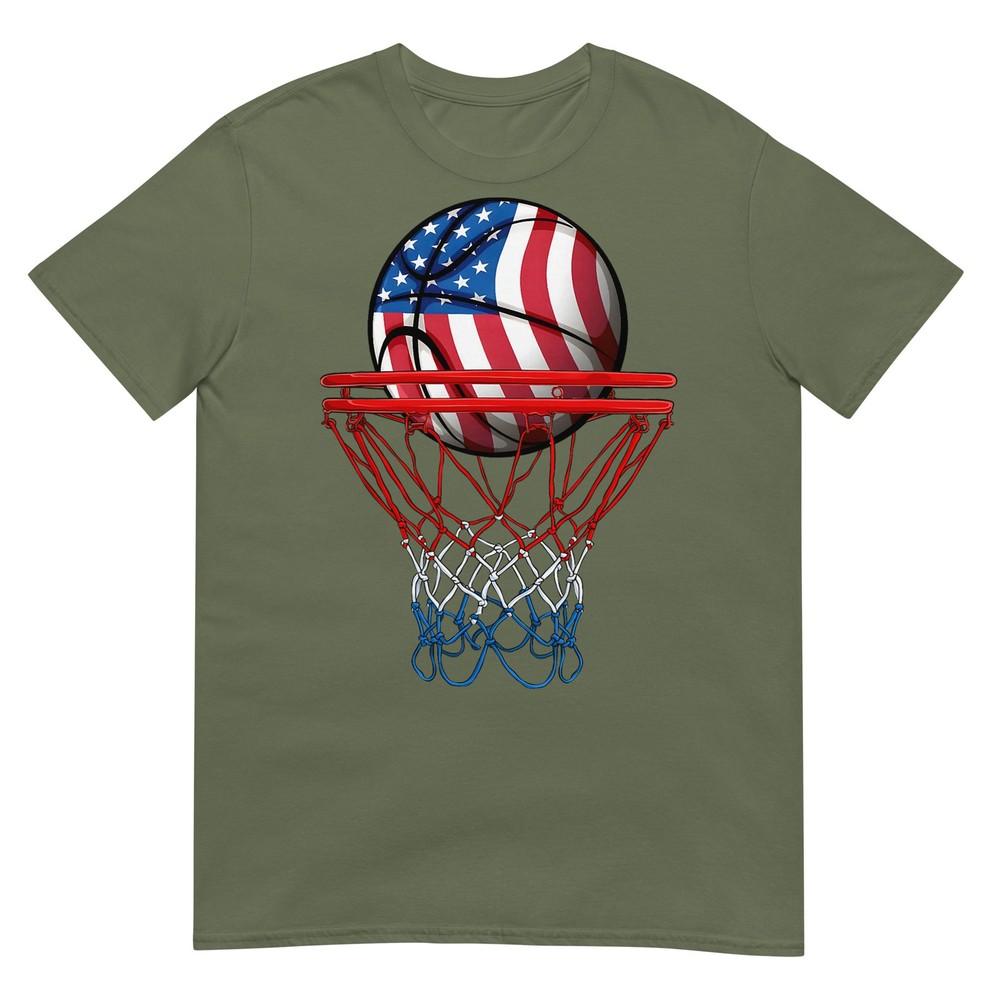 Basketball American Patriotic 4th Of July Us Flag Unisex Boys Tshirt