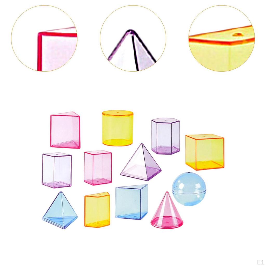 12x Geometric Shapes Blocks Set Pattern Teaching Aids Shape Sorting Learning Toys for Home
