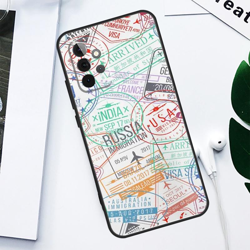 Retro Post Card Passport Stamps For Samsung Galaxy A06 A05 A16 A54 A34 A14 A55 A35 A15 A53 A33 A13 A22 A32 A52 Phone Case