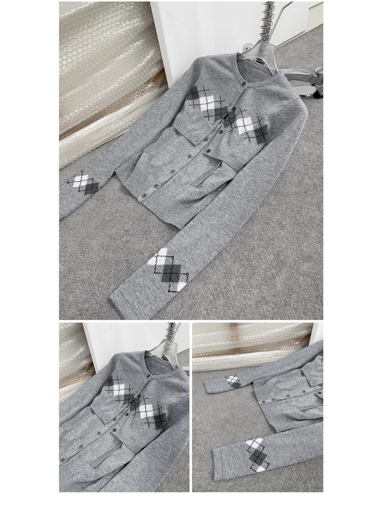 Комплект кардигана и майки Nanyou из мериносовой шерсти с аргайлом - Новая осенняя коллекция