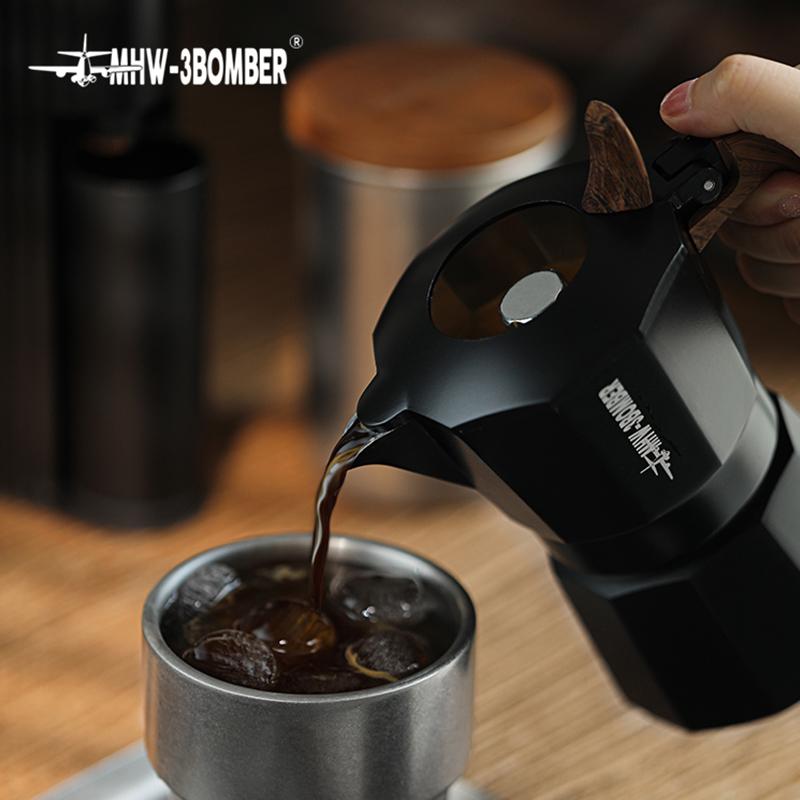 MHW 3BOMBER 100/180ML Moka Pot Double Valve Espresso Maker Italian Coffee Professional Home Barista Accessories Coffee Tools