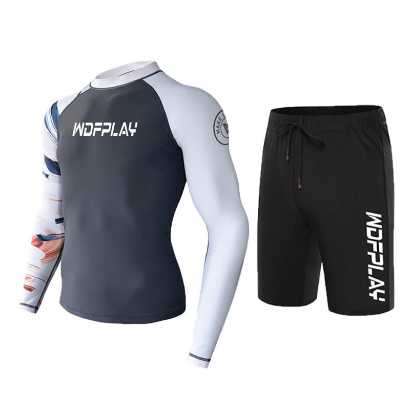 Mens UPF 50 Quick-Dry Rash Guard Set Surfing Diving Swimming Sun Protection