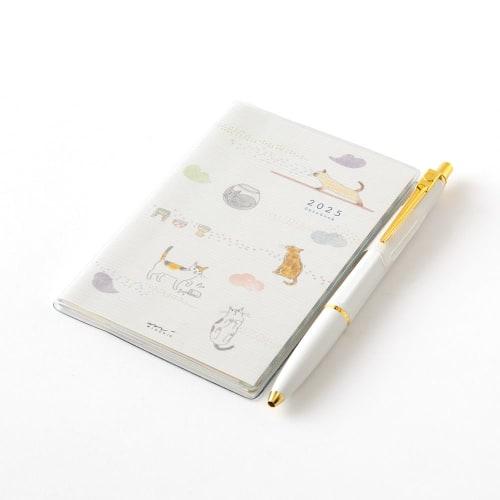 Midori Pocket Diary Notebook 2025 Mini Monthly Cat Pattern 22293006 (Starting from January 2025)