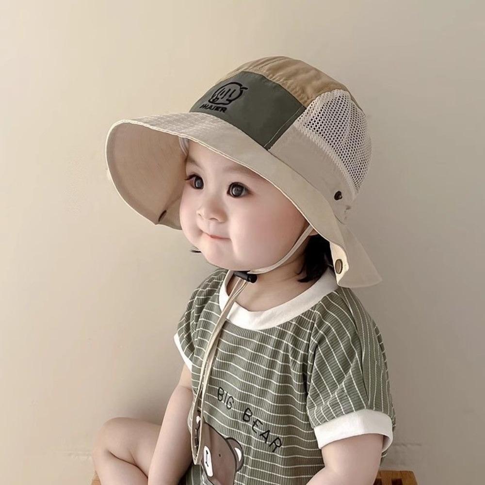 Mesh Kids Bucket Hats Quick Drying Children Fisherman Hat New Drawstring Basin Cap  Outdoor