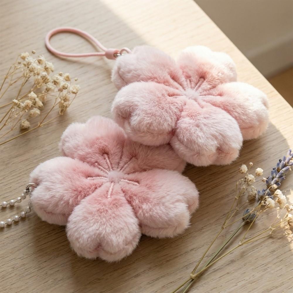 Friendship Cherry Blossom Pendant Ornaments Fluffy Flower Pendant Plush Flower Keychain Gifts