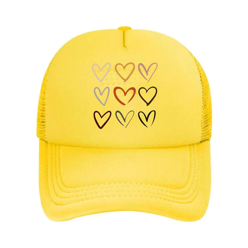 Abstract Hand Drawn Heart Outline Love Graphic Set Mesh Baseball Cap For Womens Unisex FeUnisex Beach Dad Hat Hip Hop