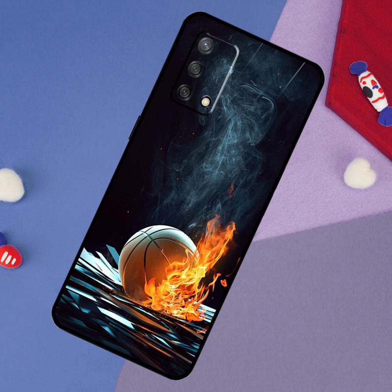 Basketball On Fire Case For Oppo A17 A60 A40 A80 A16 A76 A96 A98 A58 A78 A18 A38 A57 A74 A54 A94 A15 A5 A6 Pro