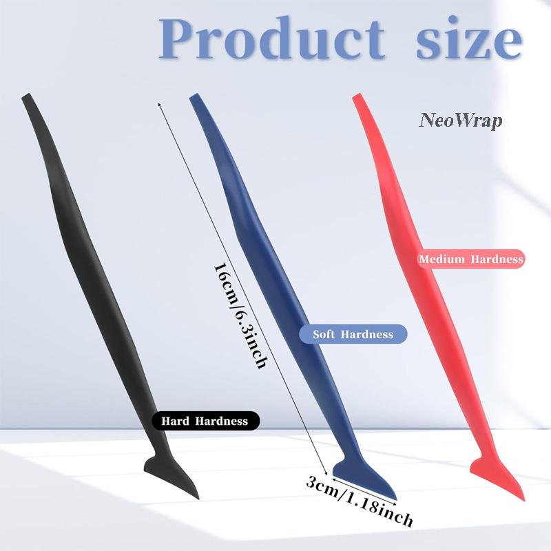 3Pcs Car Vinyl Wrap Tools Curves Slot Micro Squeegee Edge Trimming Tools Window Film Applicator Corner Squeegee