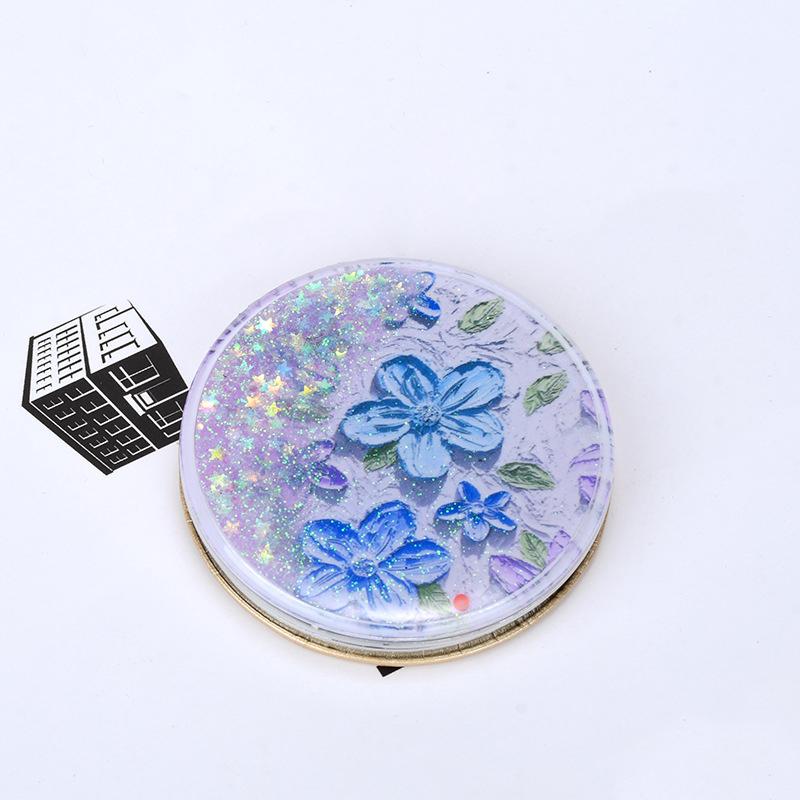 Портативное двухстороннее складное косметическое зеркало с перетекающим сверкающим песком, женские подарки, мини-зеркало для макияжа, компактные карманные зеркала