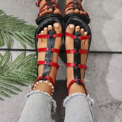Мода 2025 Лето Женские Сандалии Женские Плоский Каблук Вьетнамки Повседневные Римские Сандалии Перекрещенные Узкие Ремешки Ремешок с Пряжкой на Щиколотке Женская Пляжная Обувь