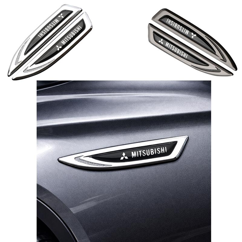 2pcs Mitsubishi metal Car Fender side logo Car door Rear Bumper tail door Emblem car door Car emblem sticker styling Accessories