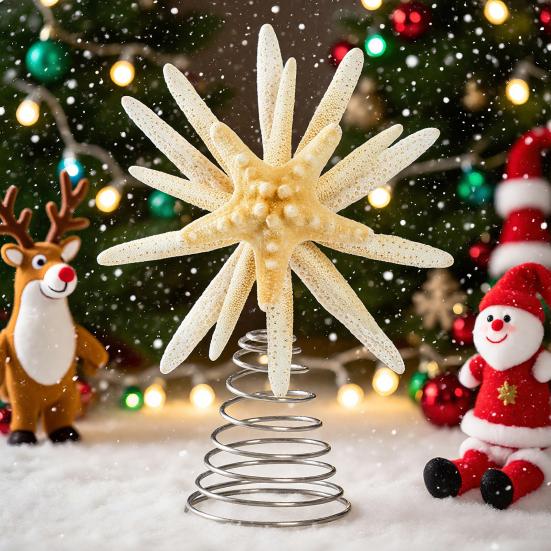 Starfish Tree Topper Beach Christmas Tree Topper Ocean Theme Treetop Ornament for Xmas Home Party Decor