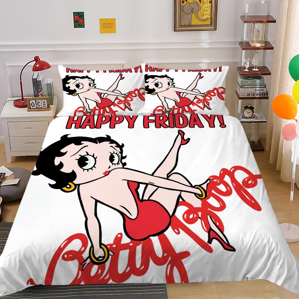 Bedding Set Cover Lovely 3D Betty Boop Printing Girl Double Size Home Textiles Comforter Cover Set