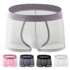 Men Boxer Underwear Summer Mid-rise Solid Color Ice Silk Thin Shorts Briefs Quick-Drying Sexy Panties Daily Wear