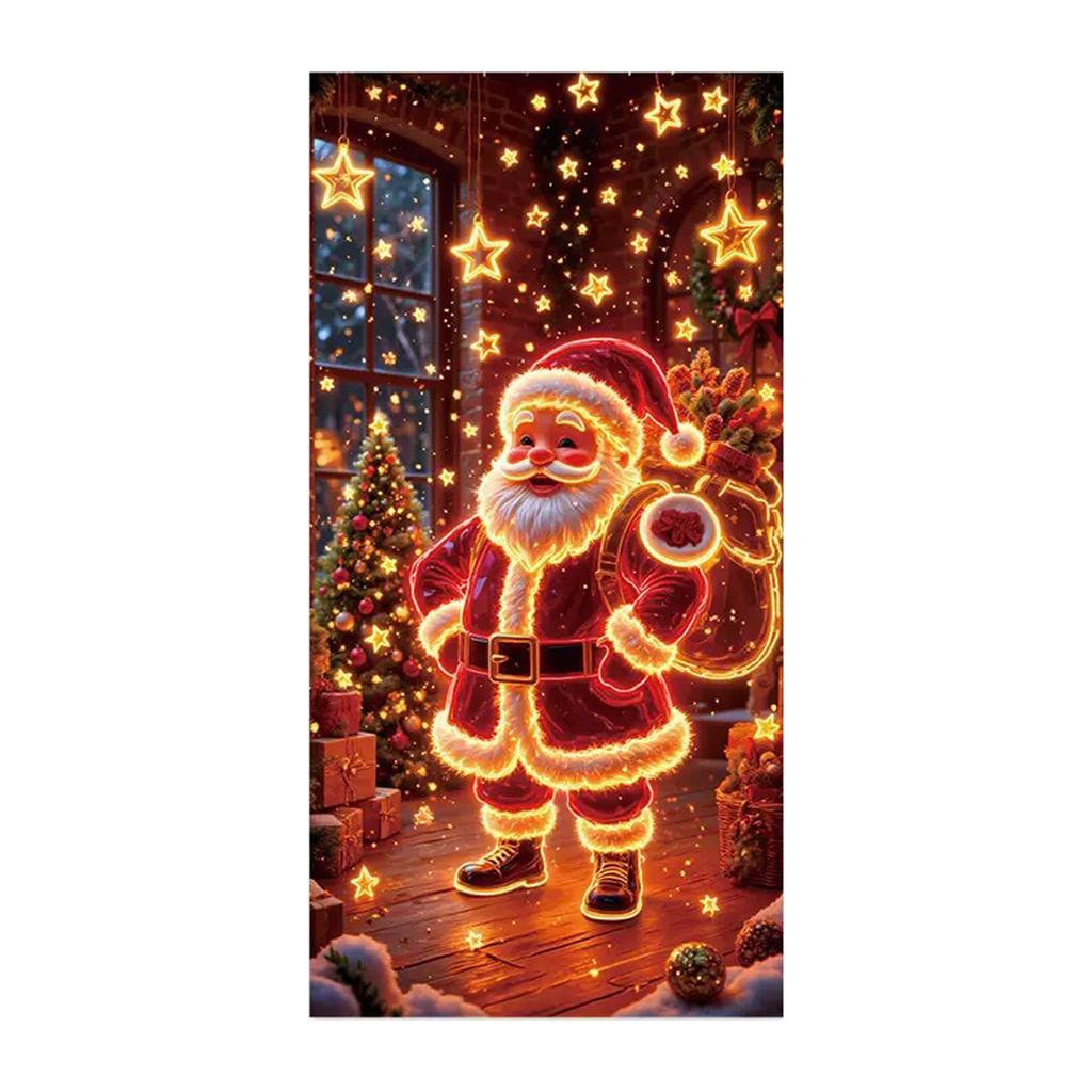 Christmas Fluorescent Door Frame, Door Cover Background, Holiday Party Decoration, Christmas Decoration Hanging Cloth