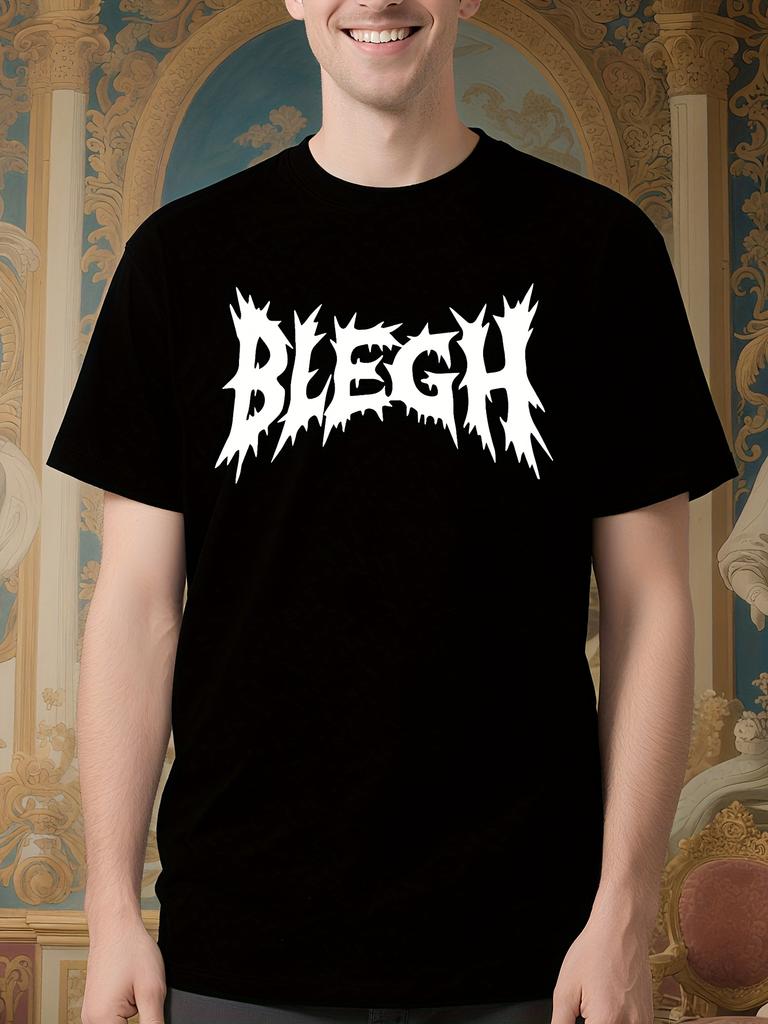 Heavy Metal Graphic Tshirt - Bold BLEGH Print Black Crew ...