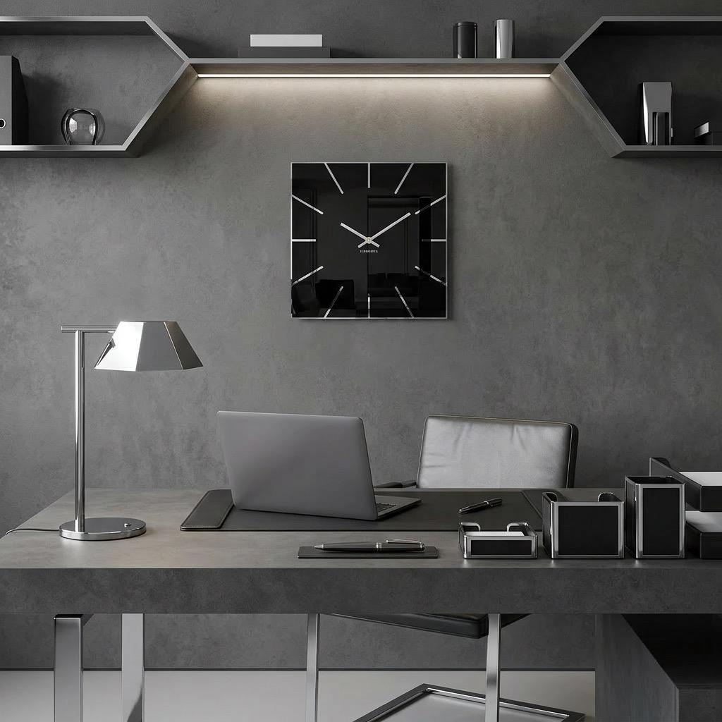 Black wall clock exact 30cm