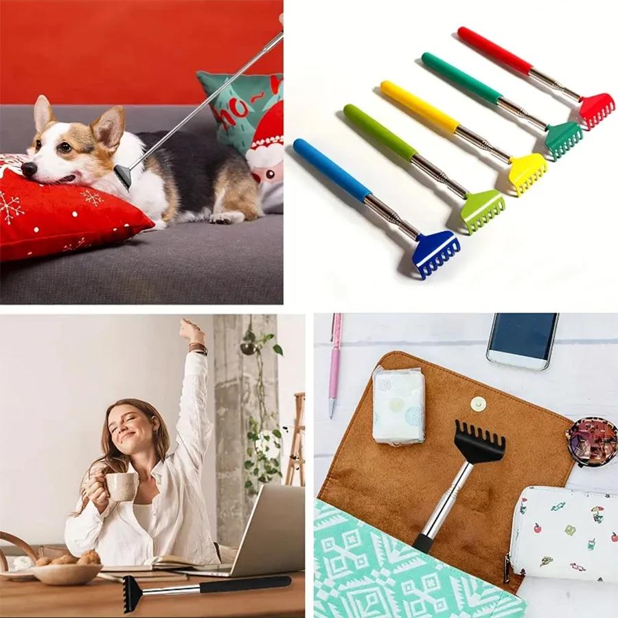 Портативная выдвижная чесалка для спины из нержавеющей стали, телескопический инструмент для чесания спины, телескопический инструмент для чесания спины, массажный подарок