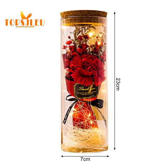 Стеклянная бутылка желаний с сохраненным цветком, вечный цветок розы, светодиодная подсветка, романтический подарок для влюбленных друзей