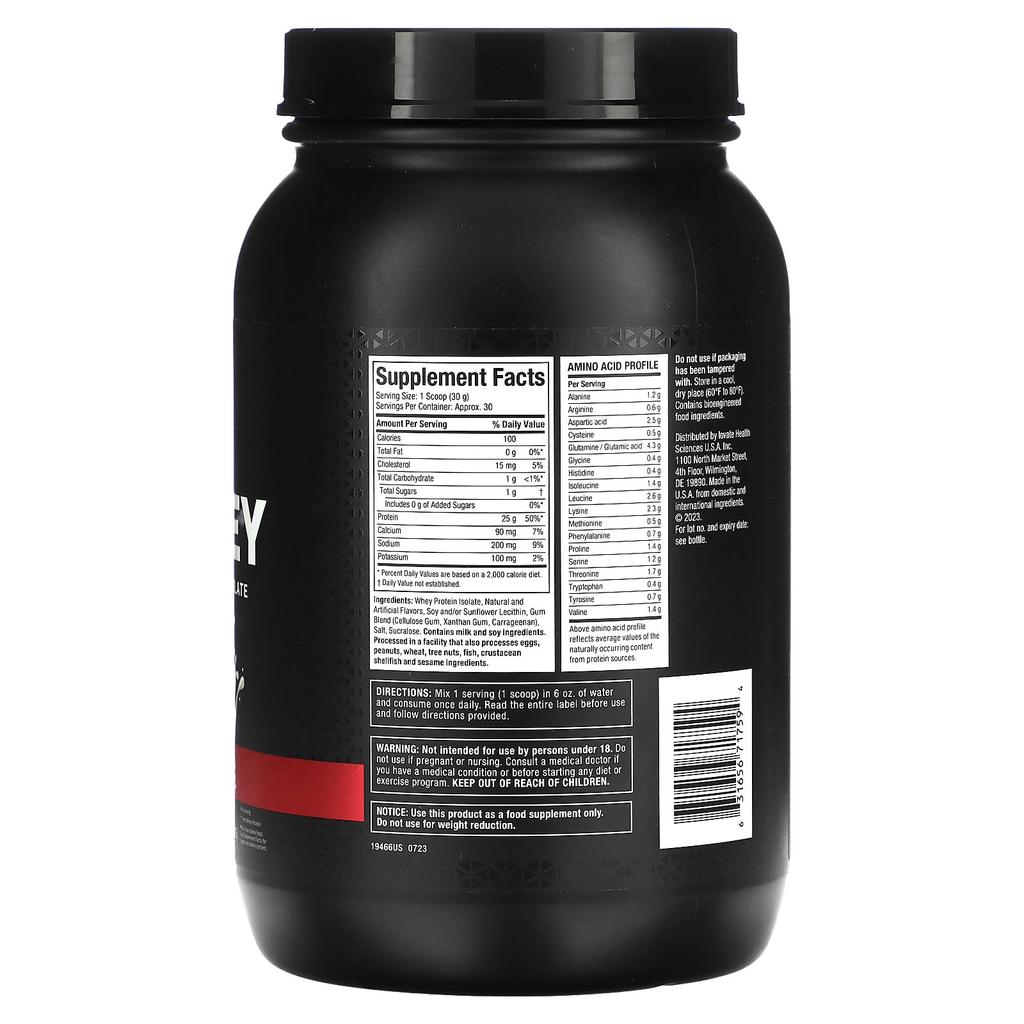 Isowhey, 100% Whey Protein Isolate, Vanilla, 907G (2Lbs)