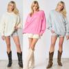 Autumn and Winter New Women's Clothing Pearl Bow Decorative Long-sleeved Top Casual Sweater