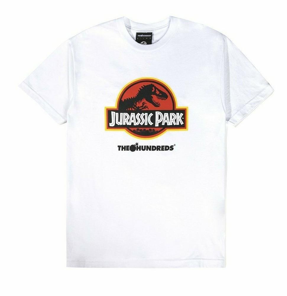Новый с бирками The Hundreds x Jurassic Park Коллаборация Футболка с логотипом Парка Юрского периода Белая Унисекс Футболка
