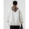 Wassup Detachable Plaid Hoodie Jacket for Men, New Autumn and Winter Trendy Versatile Youth Retro American Style Jacket