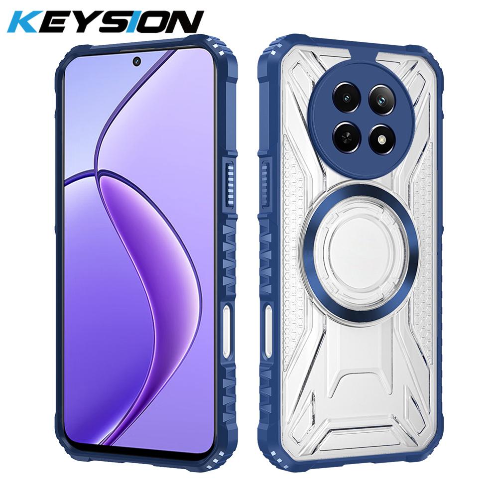 KEYSION Прозрачный магнитный чехол для Realme 13 5G 12 12X 5G Сверхпрочный противоударный чехол для задней панели телефона для OPPO Realme 11 5G 11X 5G