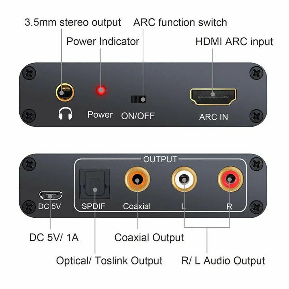HDMI ARC Аудио Экстрактор DAC ARC L/R Коаксиальный SPDIF Джек Экстрактор HDMI Аудио Обратный Канал Преобразователь