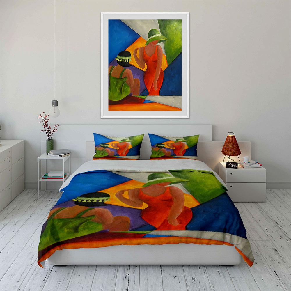 Women in colorful hats. Bedding sets Duvet cover sets Duvet covers Pillowcases(1*Duvet Cover 2*Pillowcases without duvet insert)