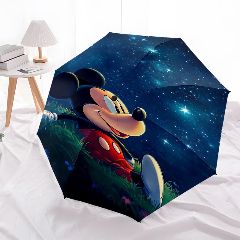 1pc Mickey Mouse Night SkyOpen/Close Umbrella-Windproof, Compact Travel Umbrella, Sturdy 8-Rib Shaft, Outdoor Accessory, 1087
