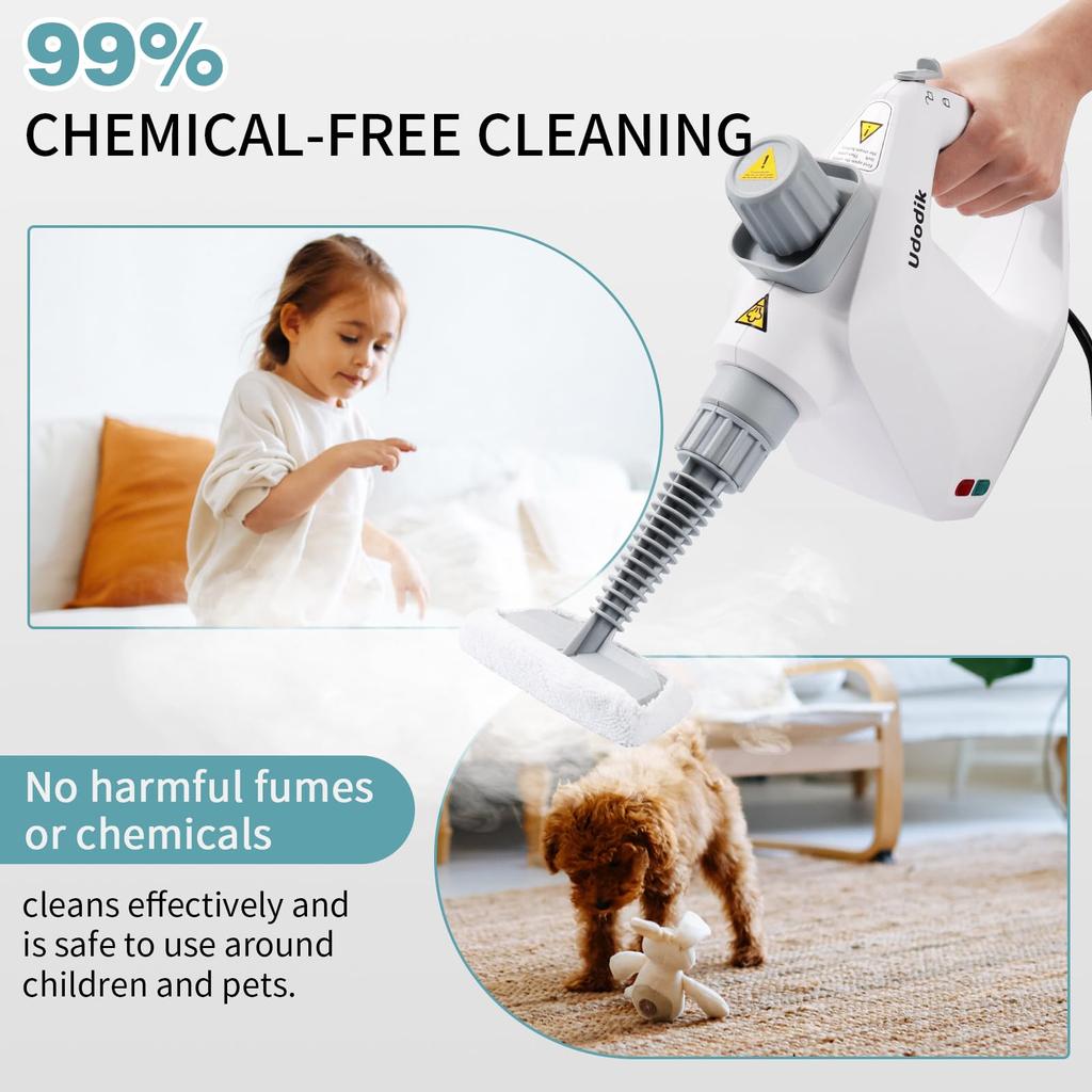 Udodik Steam Steam Cleaner with 10 Piece Accessory Pressurized Steam Cleaning Machine Multipurpose and All Natural and Steam Cleaning for Carpet