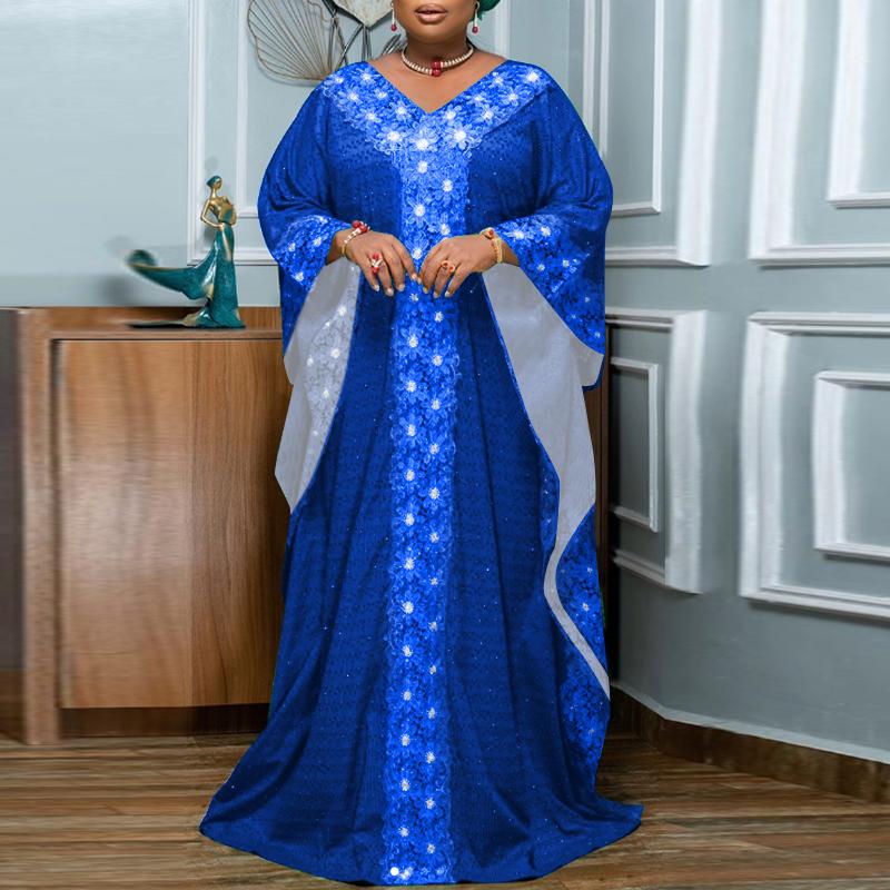 Женское платье больших размеров с круглым вырезом и длинными рукавами с принтом