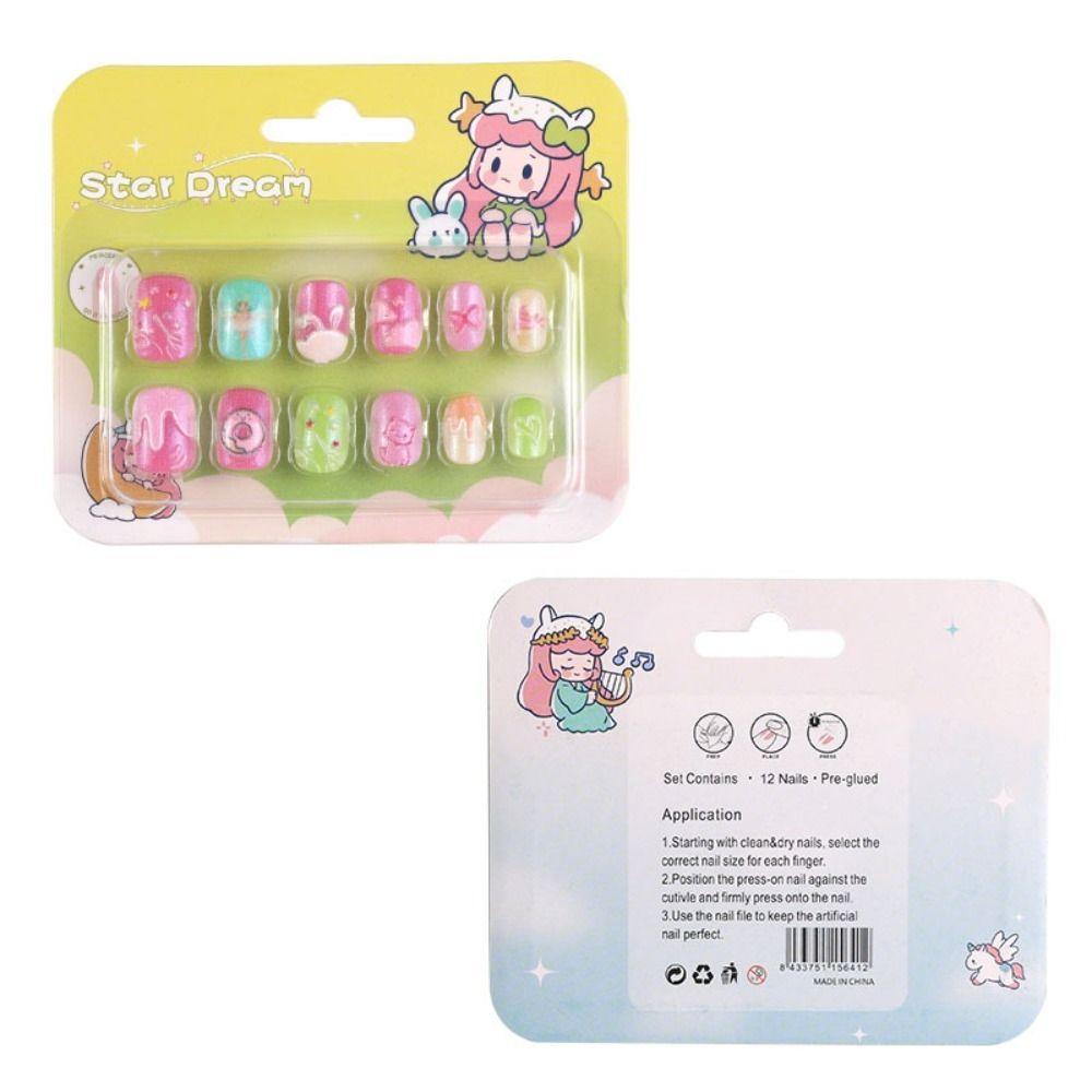 Cute Children Nail Patches Short Press on Nails Fashion False Nails  for DIY