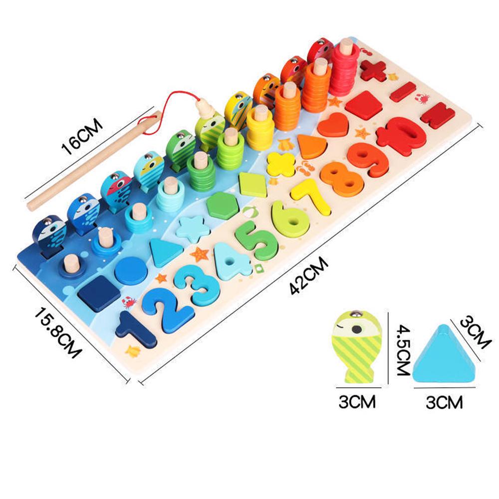 Wooden Number Puzzle Match Board Math Game Early Learning Toys Color Shape Sorting Number Counting Preschool Education